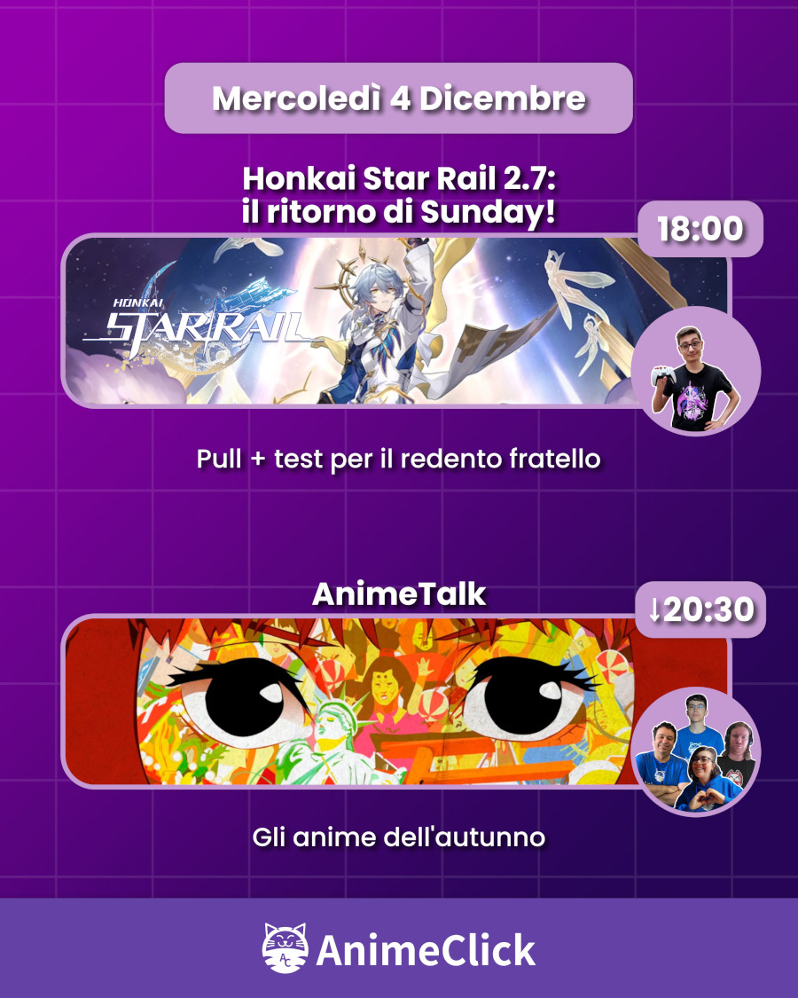 AnimeClick su Twitch: programma dal 2 all'8 dicembre